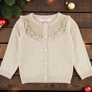 NWT- Rufflebutts beige girls cardigan